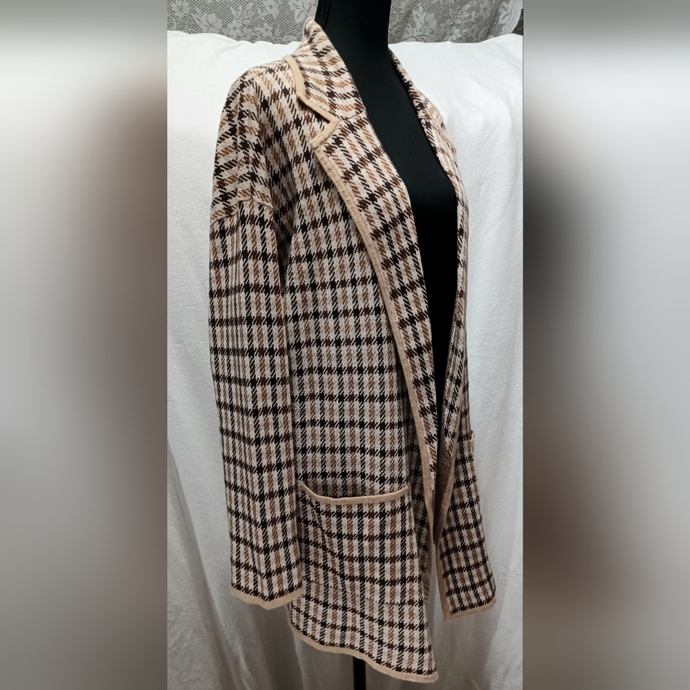NWT Plaid Open Sweater Blazer  Size Large By Loft By Ann Taylor - Picture 3 of 7
